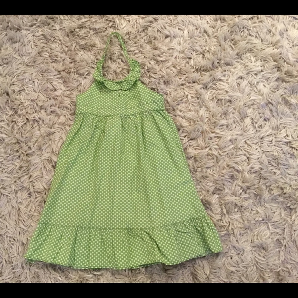 Green n white polka dot play dress. Size 4T